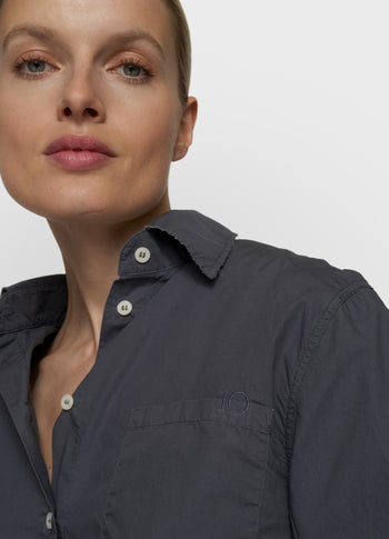 Cropped Bluse mit Schulterpolster | steel blue