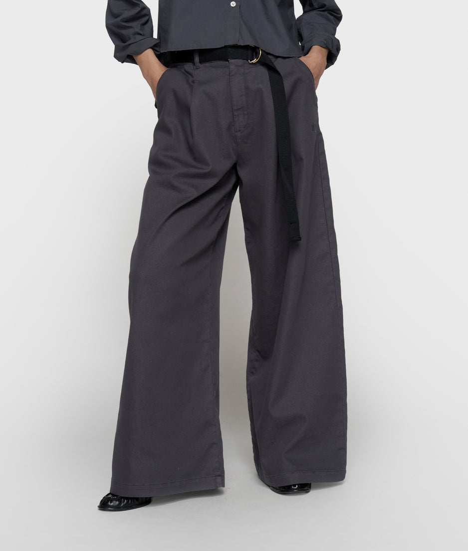 Weite Hose aus Jog Twill | steel blue