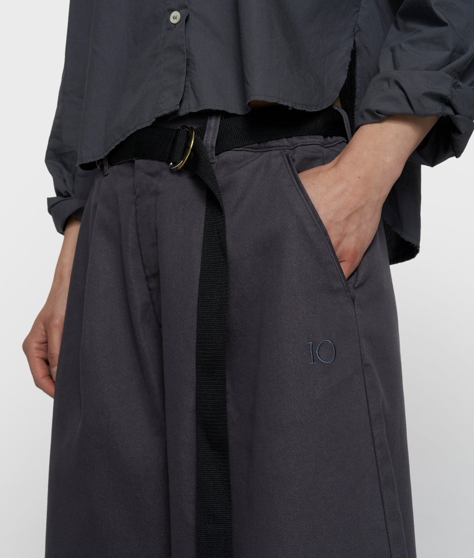 Weite Hose aus Jog Twill | steel blue