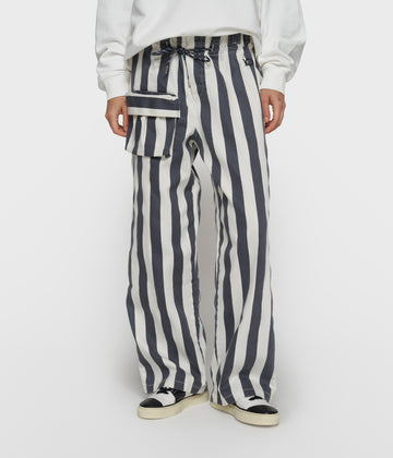 straight leg pants stripes | ecru/steel blue
