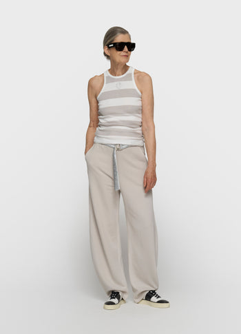 Geripptes Tanktop mit Streifen | white/stone