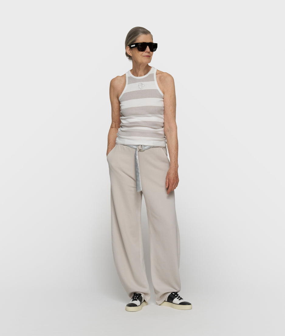 Geripptes Tanktop mit Streifen | white/stone