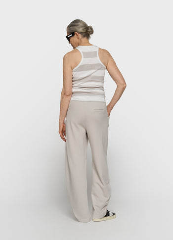 Geripptes Tanktop mit Streifen | white/stone