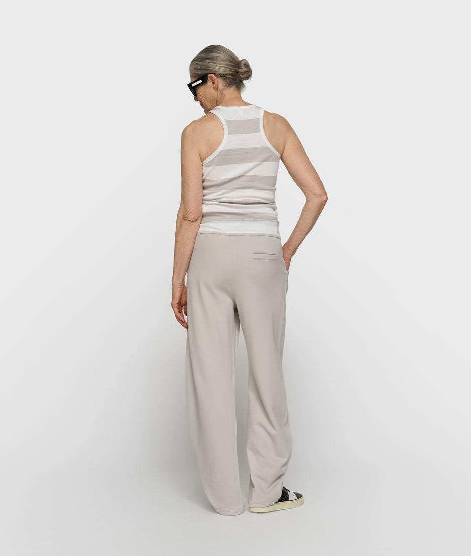 Geripptes Tanktop mit Streifen | white/stone
