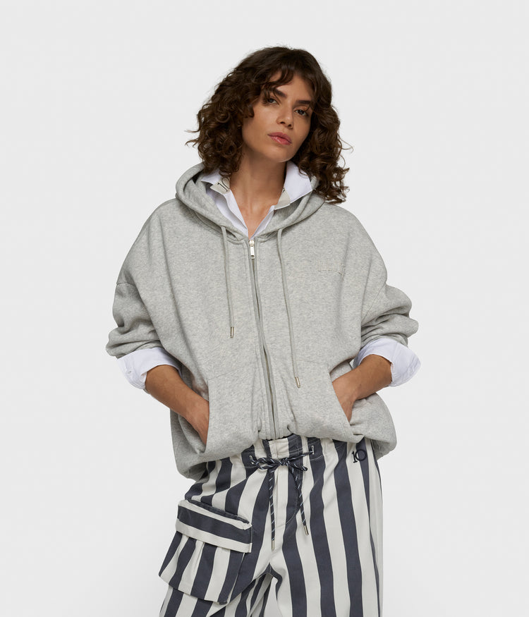 zip cardigan | light grey melee