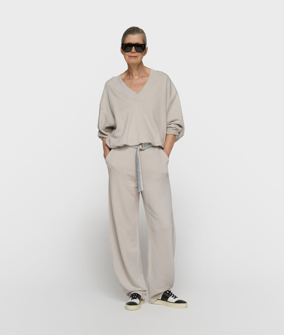Ballonpullover mit V-Ausschnitt | stone