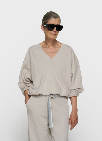 Ballonpullover mit V-Ausschnitt | stone