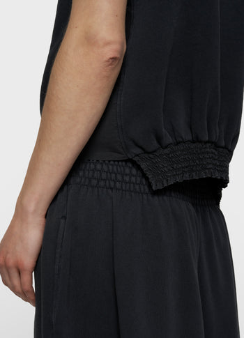 smocked top | dark charcoal