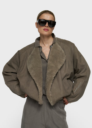 suede jacket | dark fog
