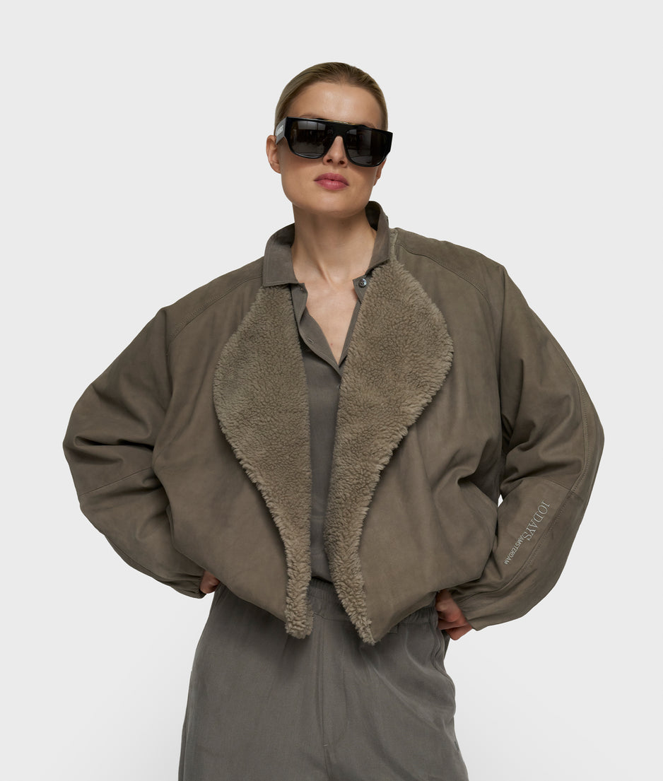suede jacket | dark fog