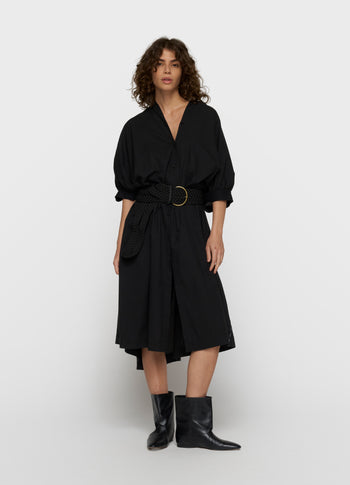 short sleeve dress voile | black
