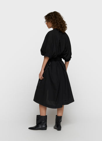 short sleeve dress voile | black