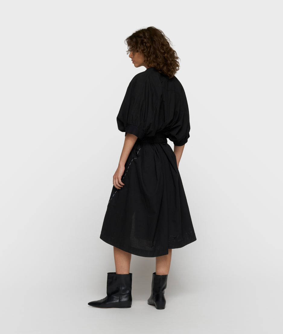 short sleeve dress voile | black
