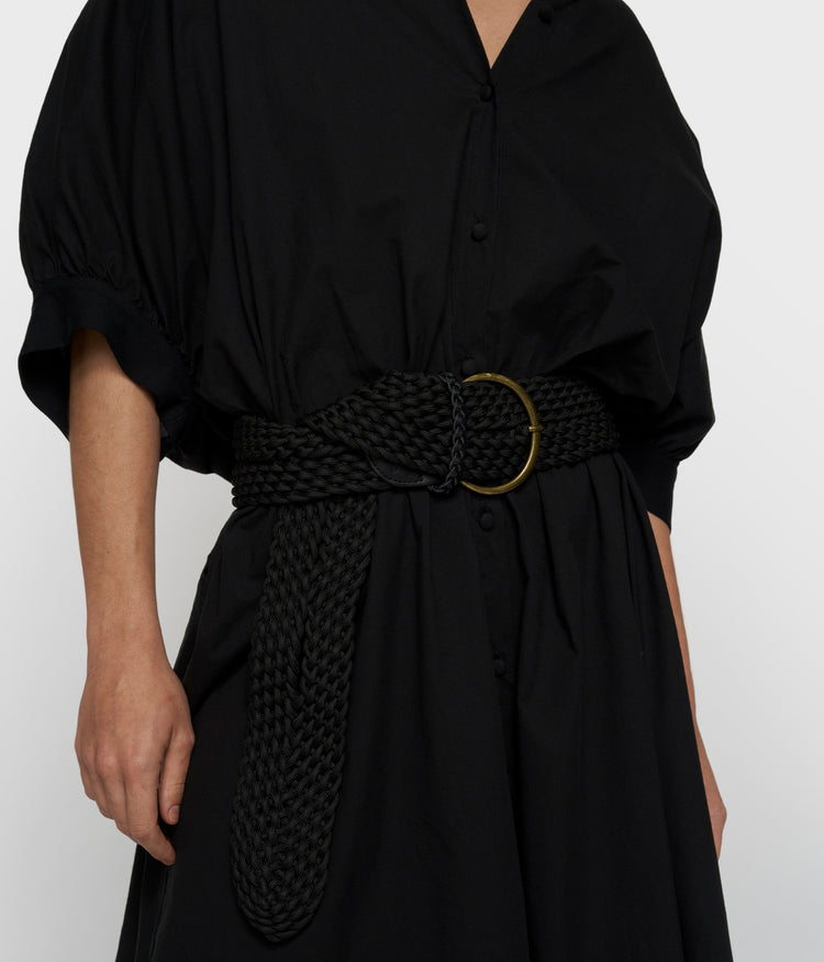 sleeveless dress voile | black