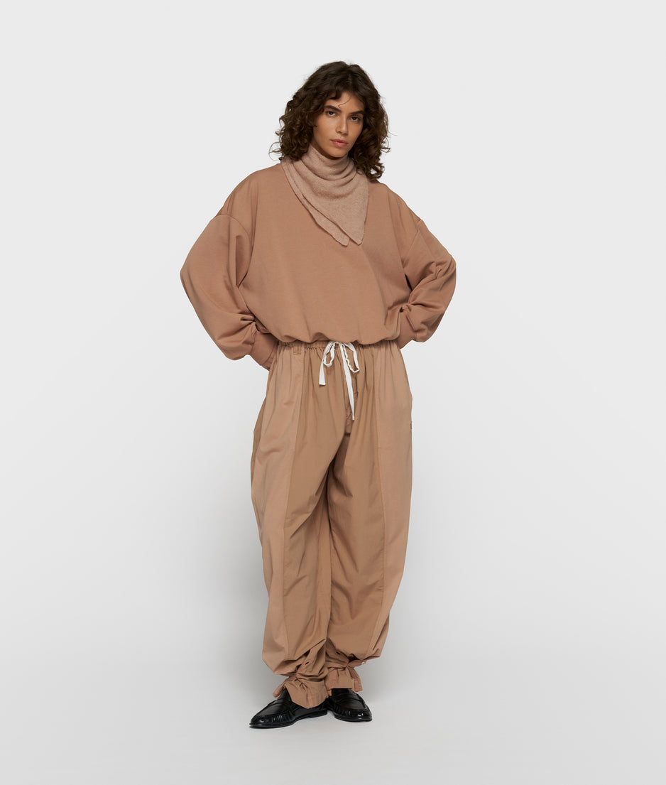 pleated sweater | light fudge