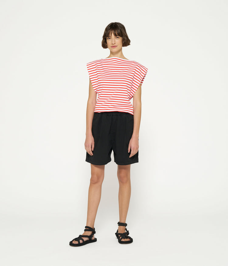 squared proud tee stripes | white/poppy red