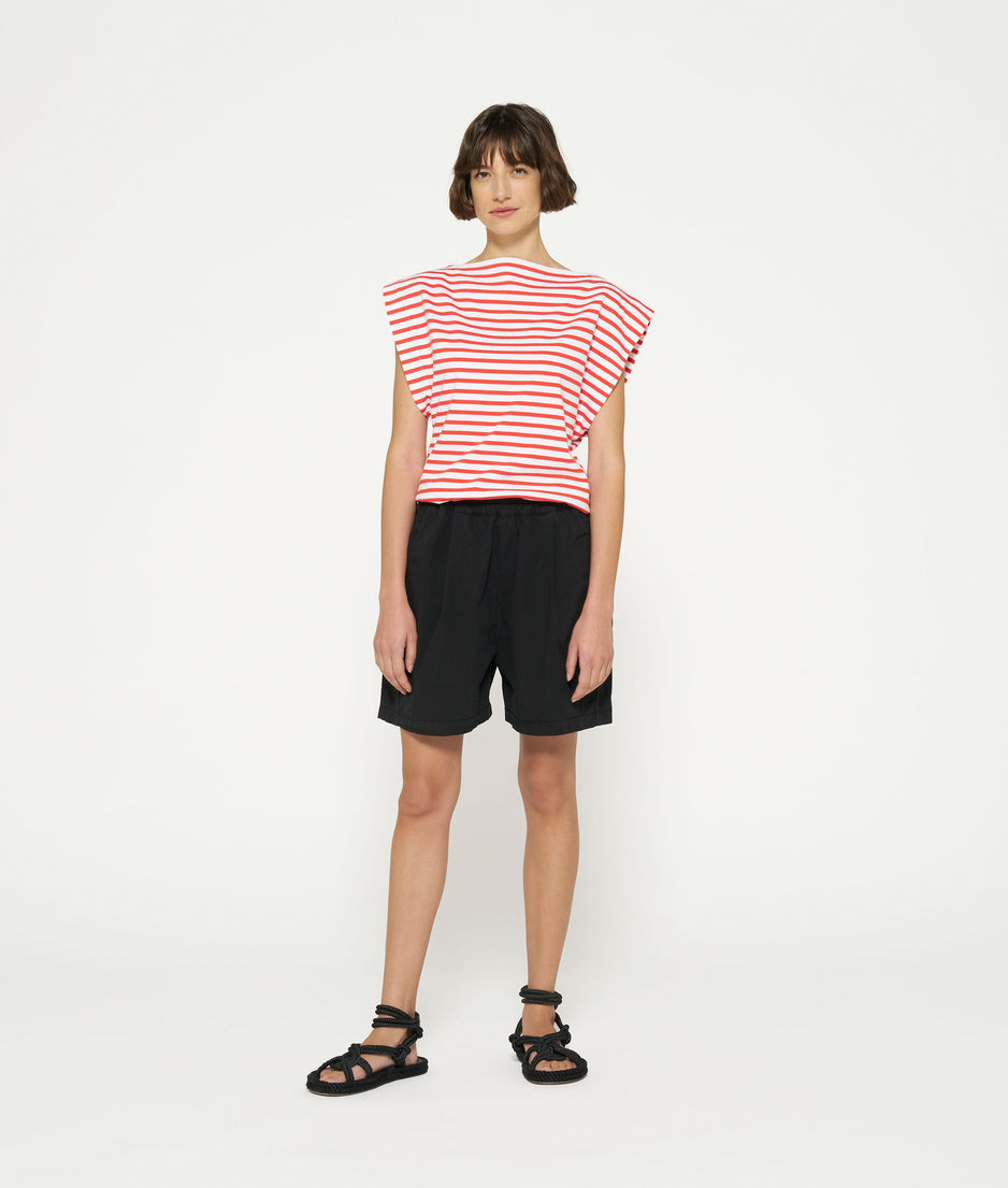 squared proud tee stripes | white/poppy red