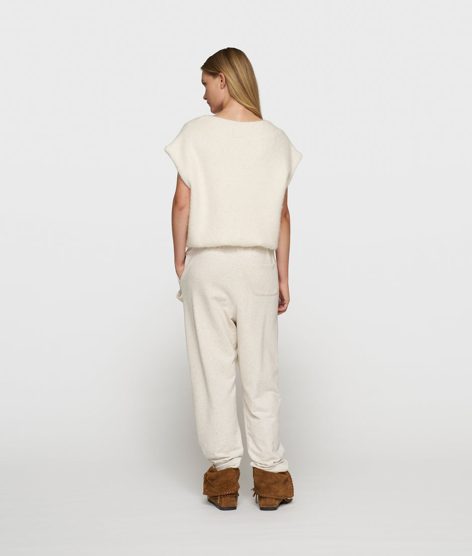 balloon hairy knit top | ecru