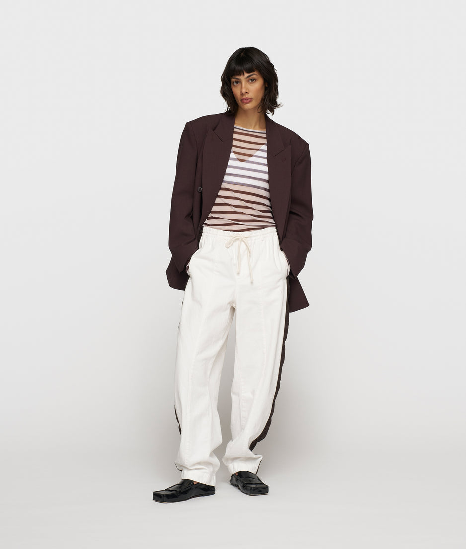 wide tapered pants twill | ecru