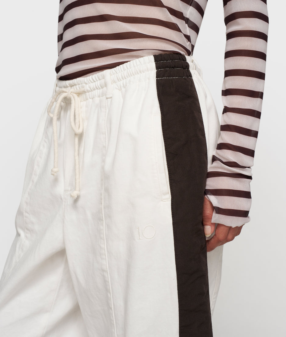 mesh long sleeve stripes | ecru/wine