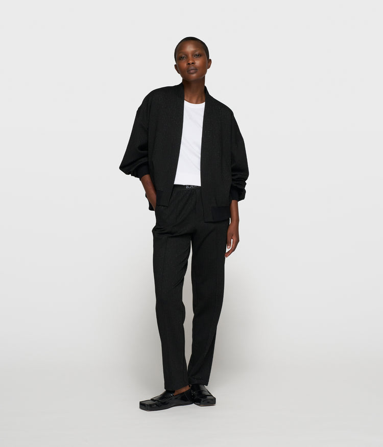 slim pants pinstripe | black