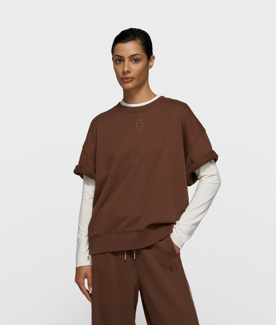 short sleeve sweater | dark truffle