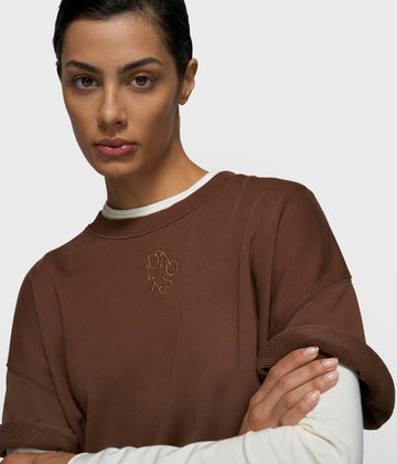 short sleeve sweater | dark truffle