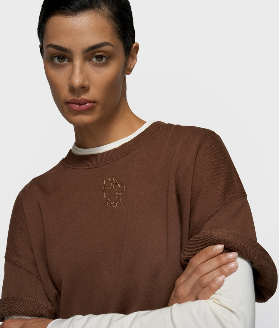 short sleeve sweater | dark truffle