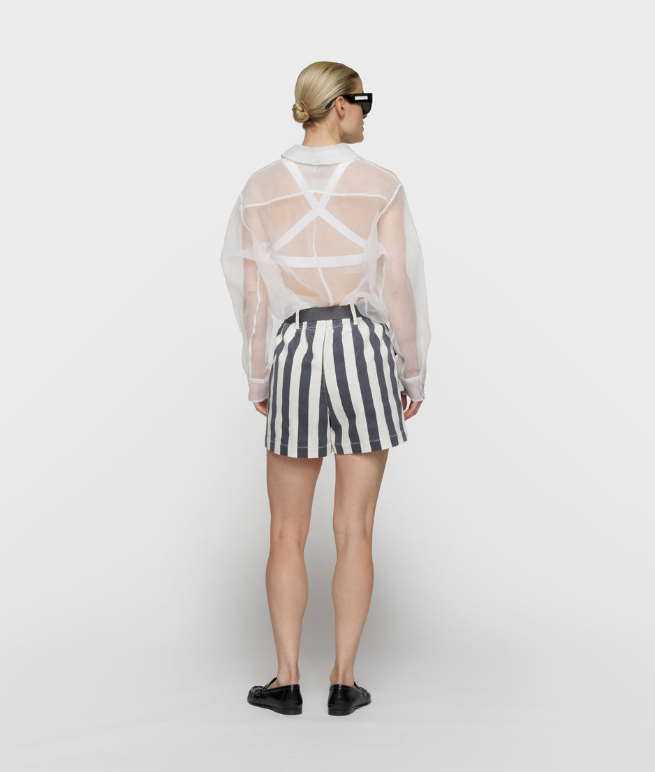 utility shorts stripes | ecru/steel blue