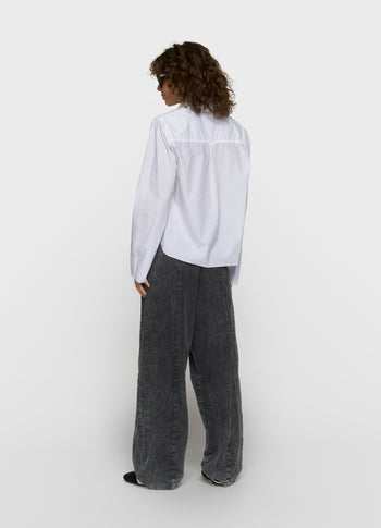 Cropped Bluse mit Schulterpolster | white