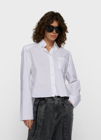 Cropped Bluse mit Schulterpolster | white
