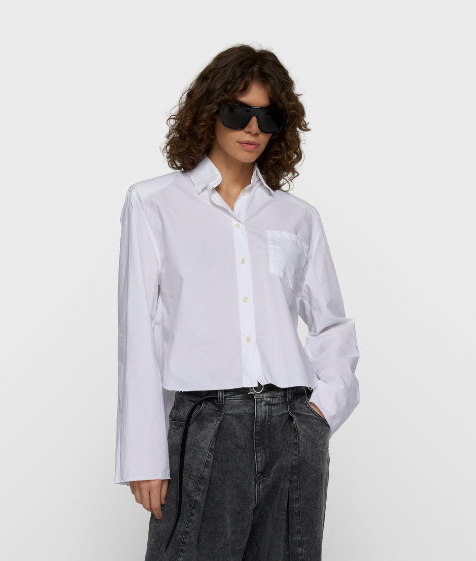 Cropped Bluse mit Schulterpolster | white