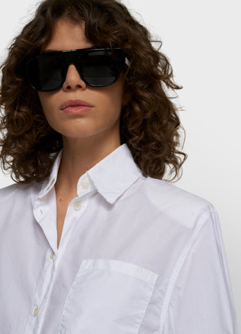 Cropped Bluse mit Schulterpolster | white