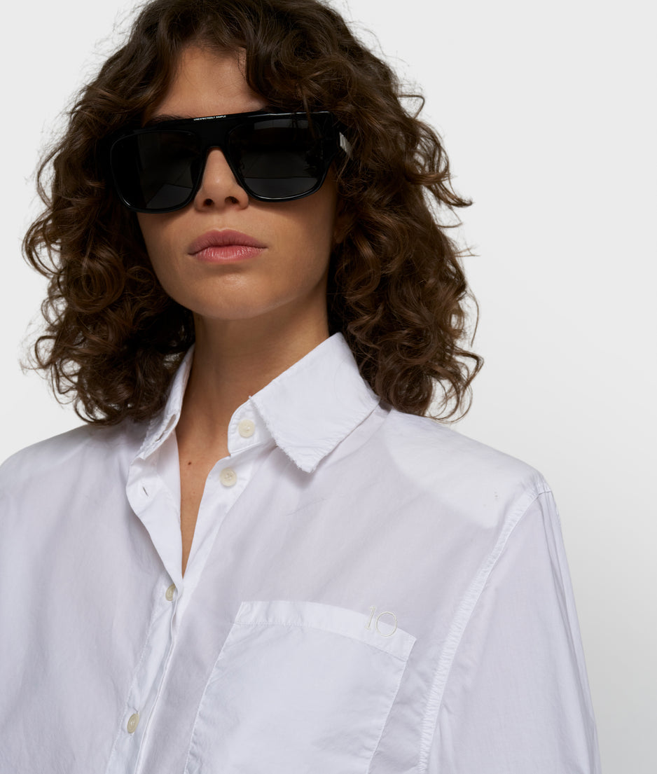 Cropped Bluse mit Schulterpolster | white
