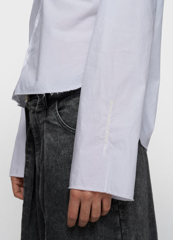 Cropped Bluse mit Schulterpolster | white