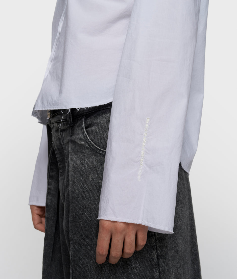 Cropped Bluse mit Schulterpolster | white