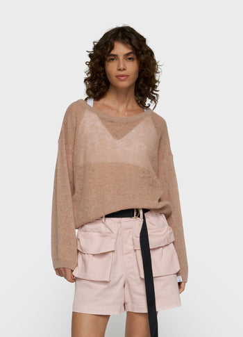 thin knit sweater | light fudge