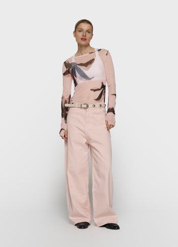 mesh long sleeve flower | powder