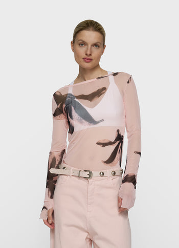 mesh long sleeve flower | powder