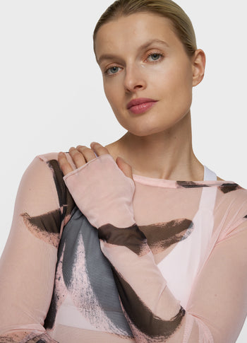 mesh long sleeve flower | powder