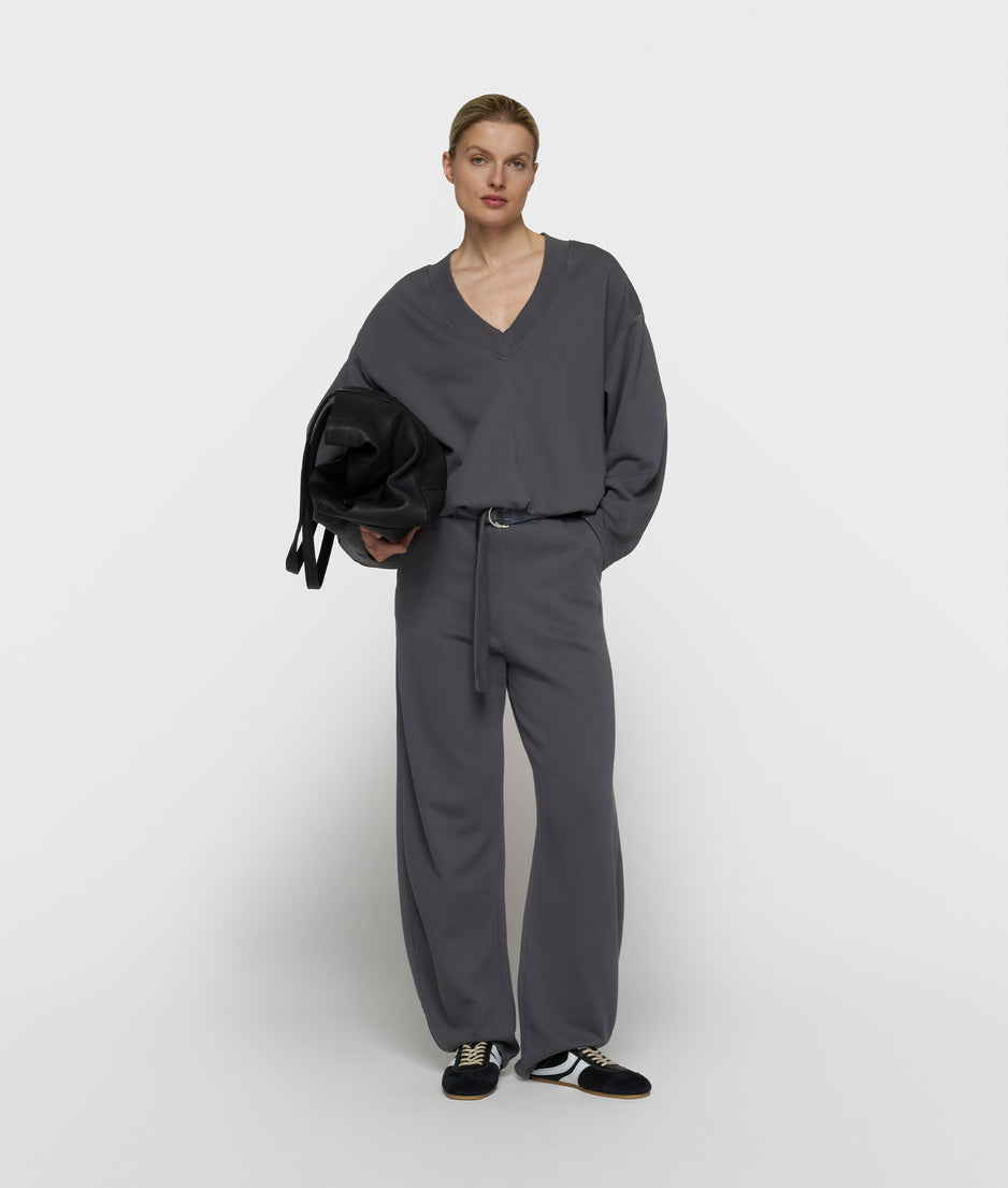 Ballonpullover mit V-Ausschnitt | steel blue