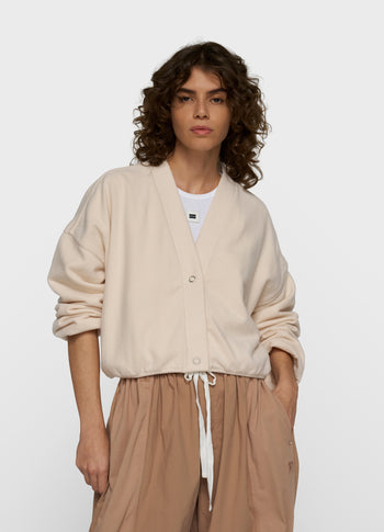 brushed baseball cardigan | powder