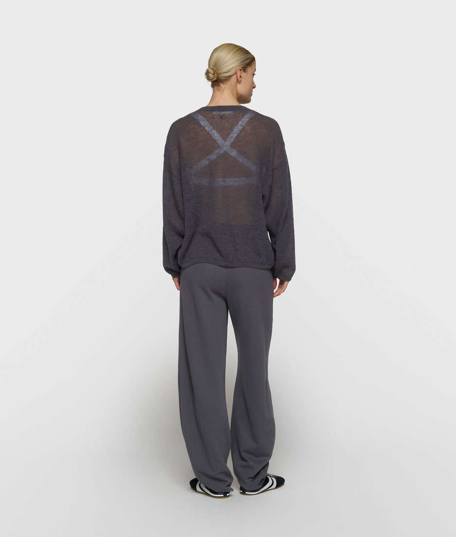 Dünner Strickpullover mit V-Ausschnitt | steel blue