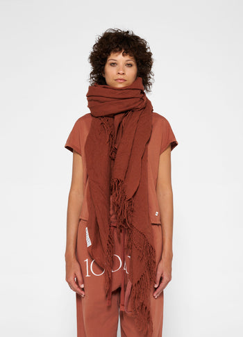 boiled wool scarf | saddle brown