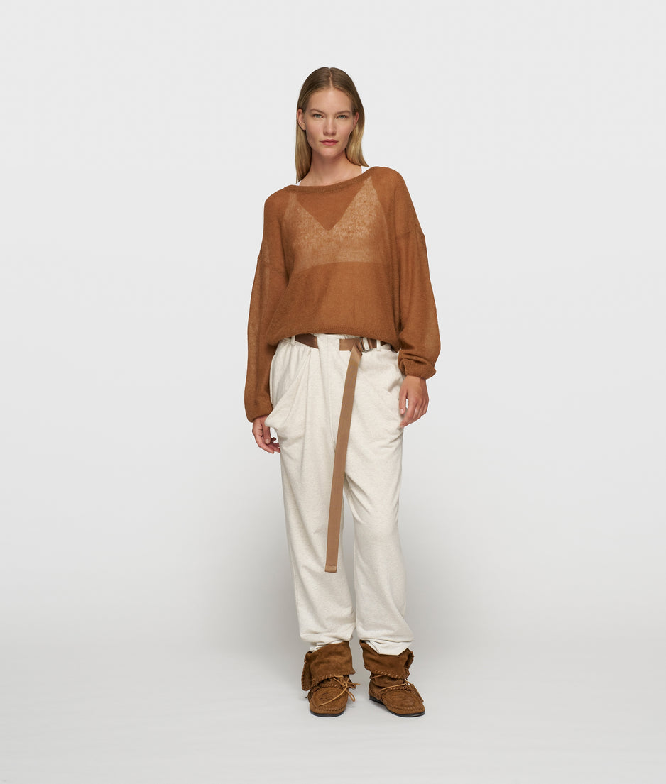 thin knit sweater | suede