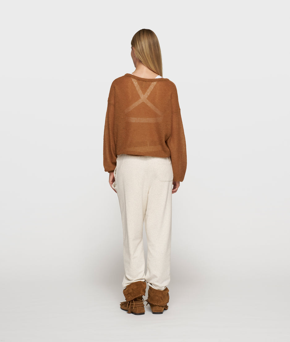 thin knit sweater | suede