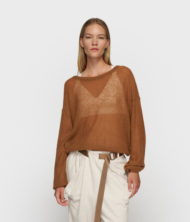 thin knit sweater | suede