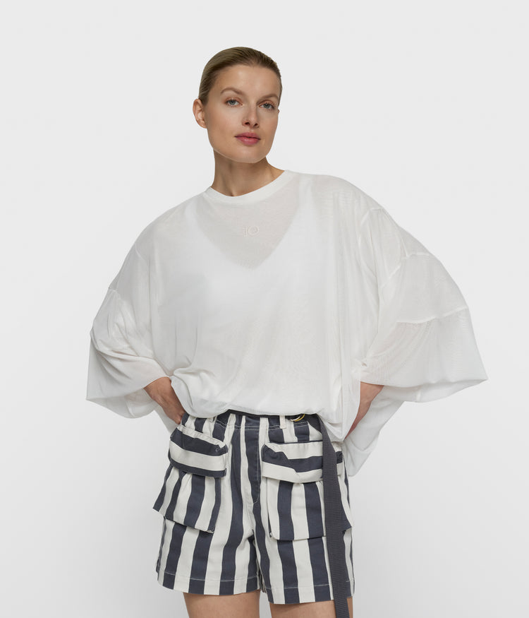 mesh balloon tee | ecru