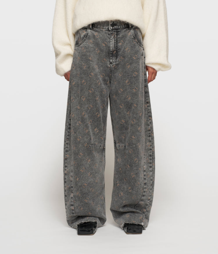 western pants monogram | black