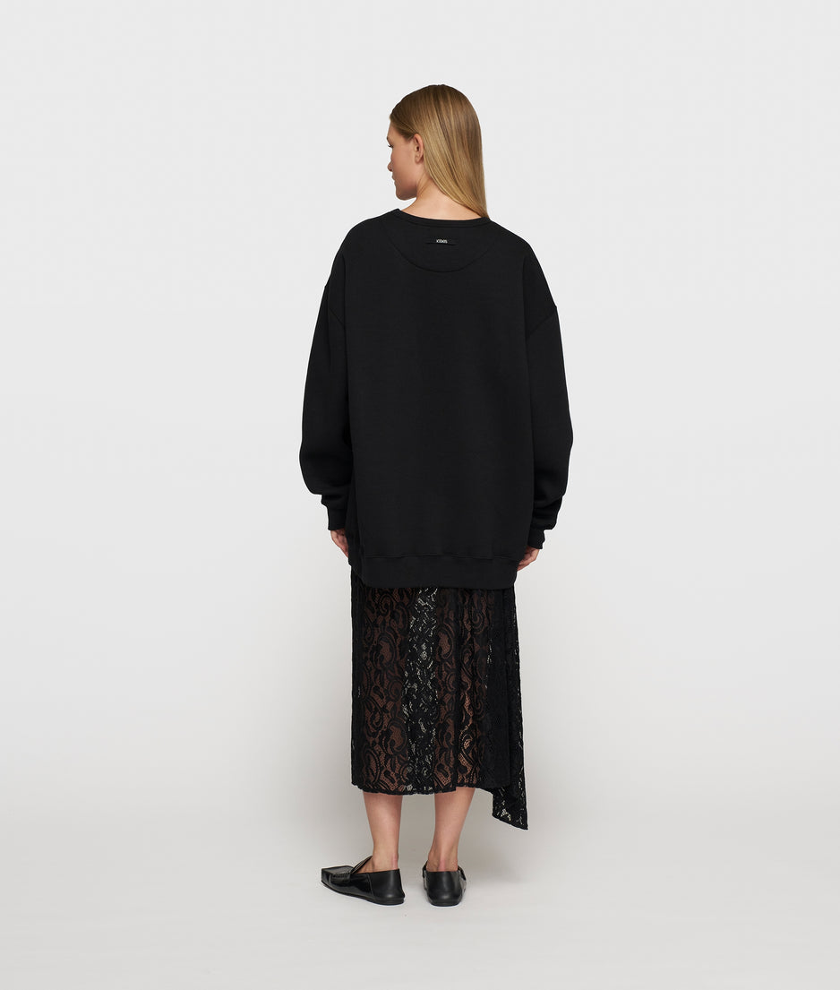 lace midi skirt | black